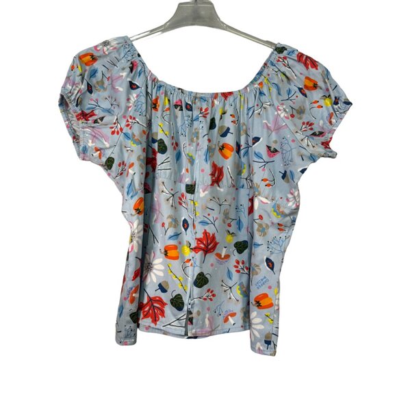 Dapper Day Floral Print Skirt & Top Set 4X Light Blue 100% Cotton First Frost - Picture 2 of 15